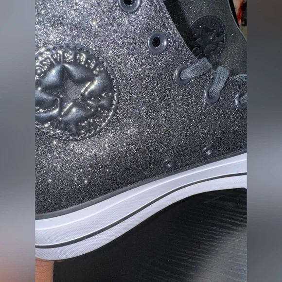 Converse Chuck Taylor All Star Lift Hi “Black Glitter” (Women’s 8.5) - Picture 6 of 8